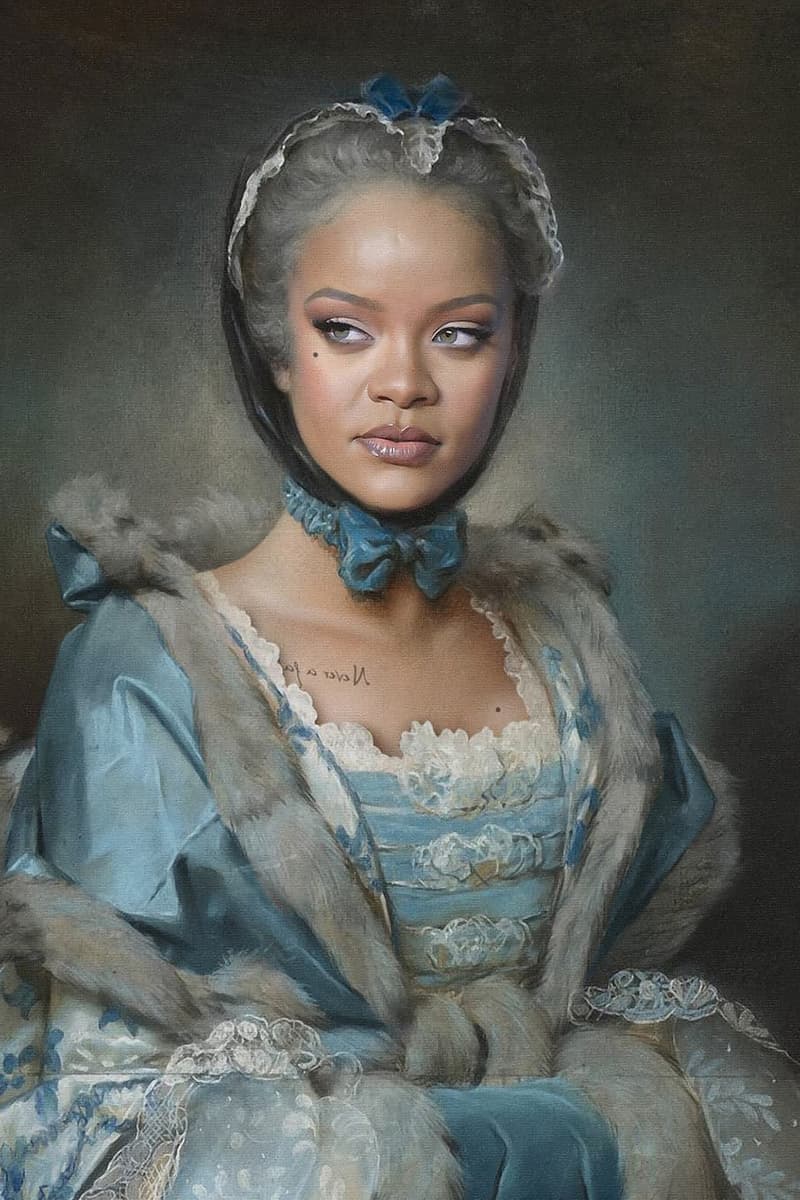 Beyoncé rihanna kyés social media instagram digital art renaissance oil paintings art history lil wayne jay z amy winehouse millie bobby brown miley cyrus dua lipa