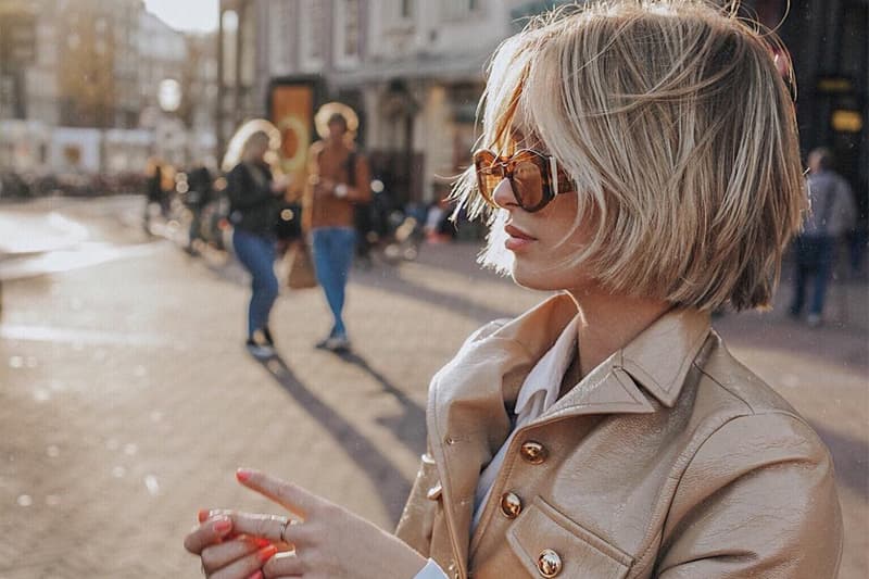 turtleneck bob haircut holiday hairstyle