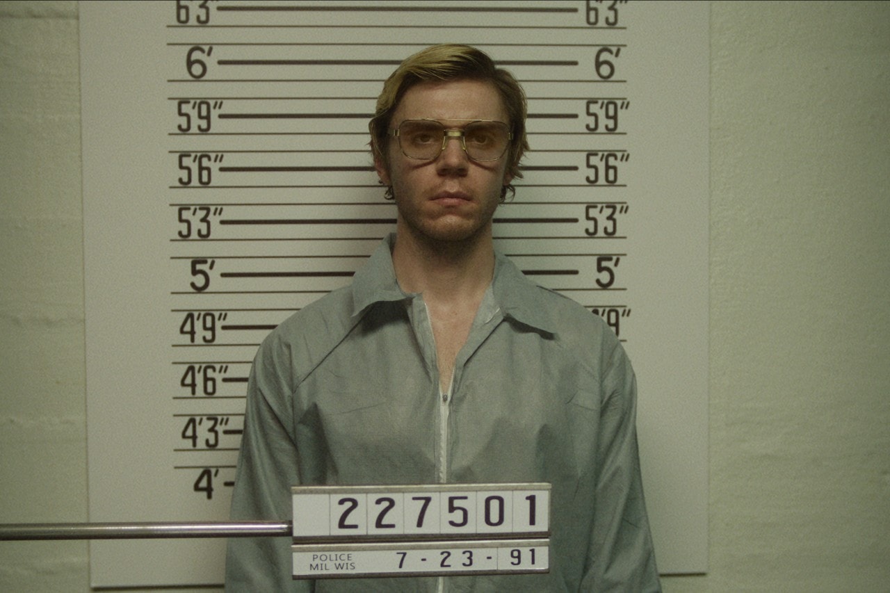 Evan Peters as Jeffrey Dahmer Being Measured for Height, Tall