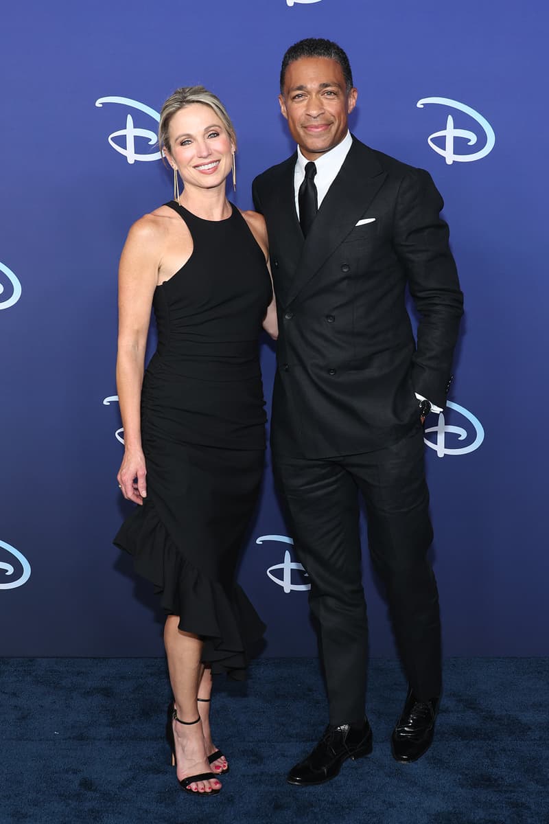 Amy Robach and TJ Holmes attend the 2022 ABC Disney Upfront at Basketball City - Pier 36 - South Street on May 17, 2022 in New York City.