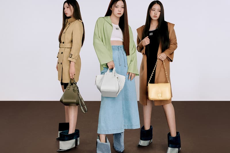 kpop nmixx loewe campaign shirts dresses bags shoes