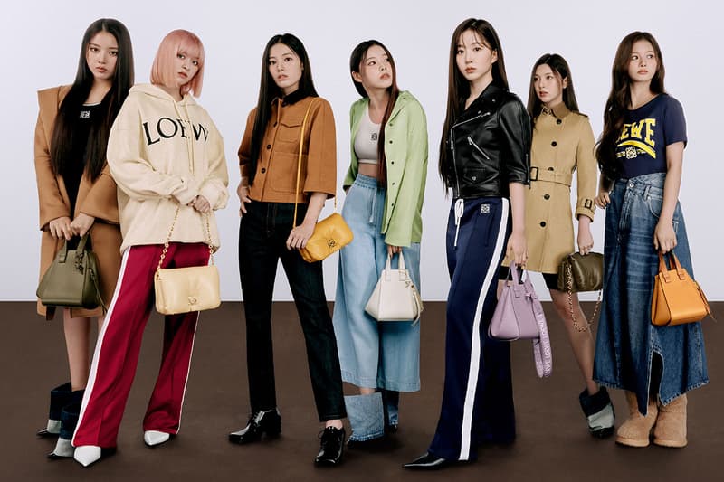 kpop nmixx loewe campaign shirts dresses bags shoes