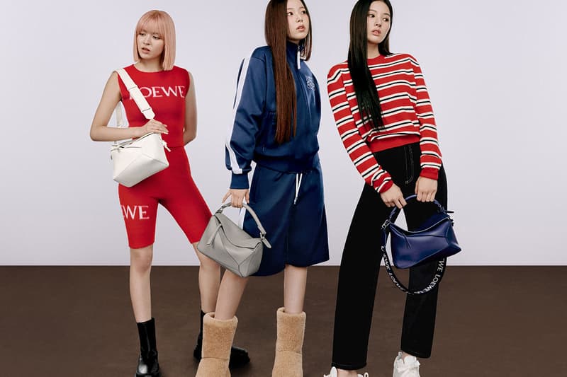 kpop nmixx loewe campaign shirts dresses bags shoes