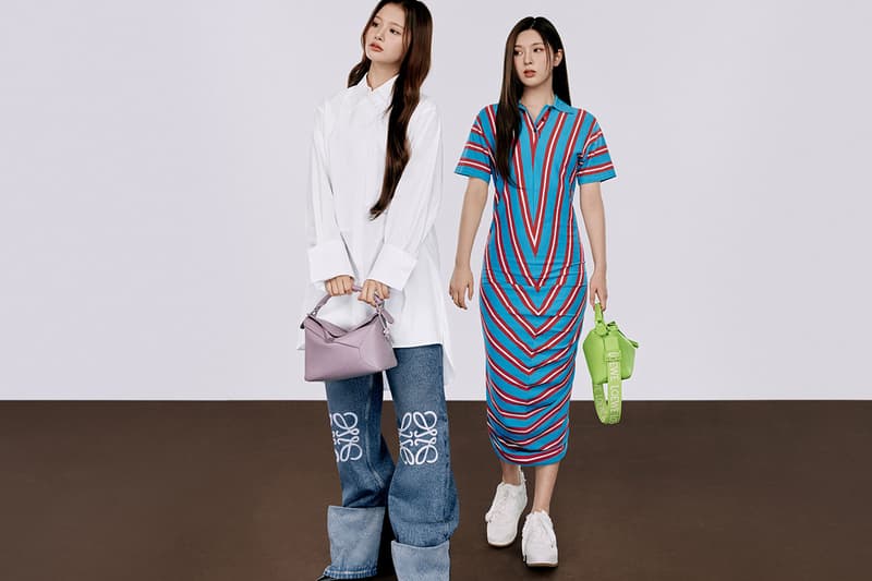 kpop nmixx loewe campaign shirts dresses bags shoes