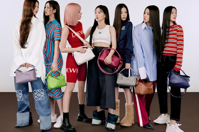 kpop nmixx loewe campaign shirts dresses bags shoes