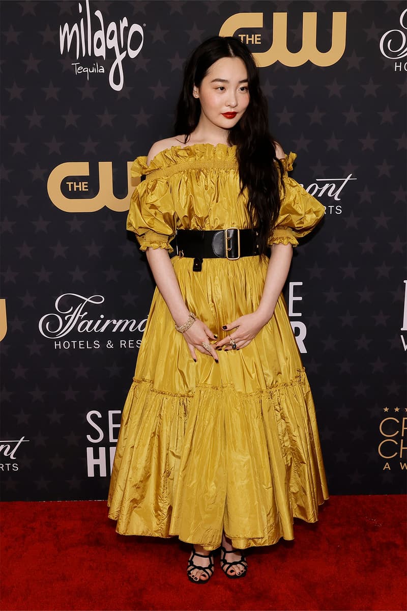 gown and Stephanie Hsu arrived in a vibrant orange 2023 28th Red Carpet Best Dressed Minha Kim