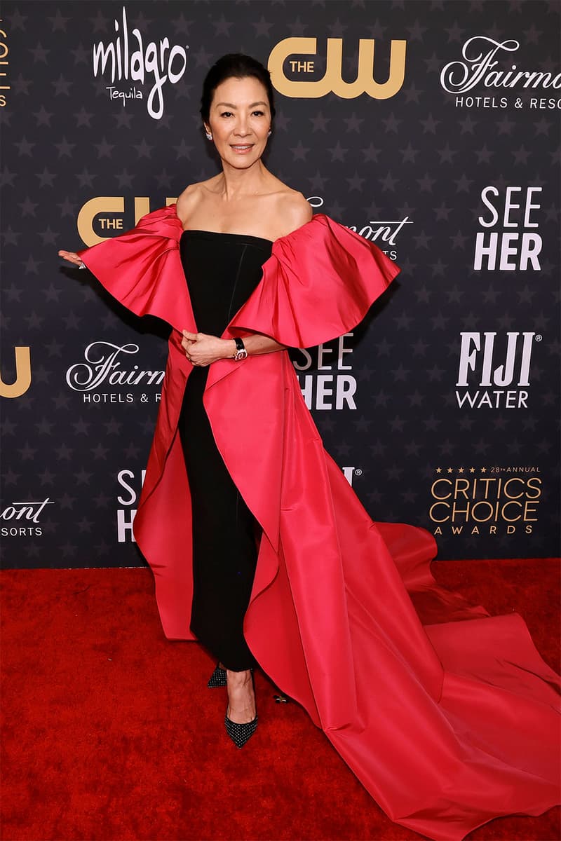 gown and Stephanie Hsu arrived in a vibrant orange 2023 28th Red Carpet Best Dressed Michelle Yeoh