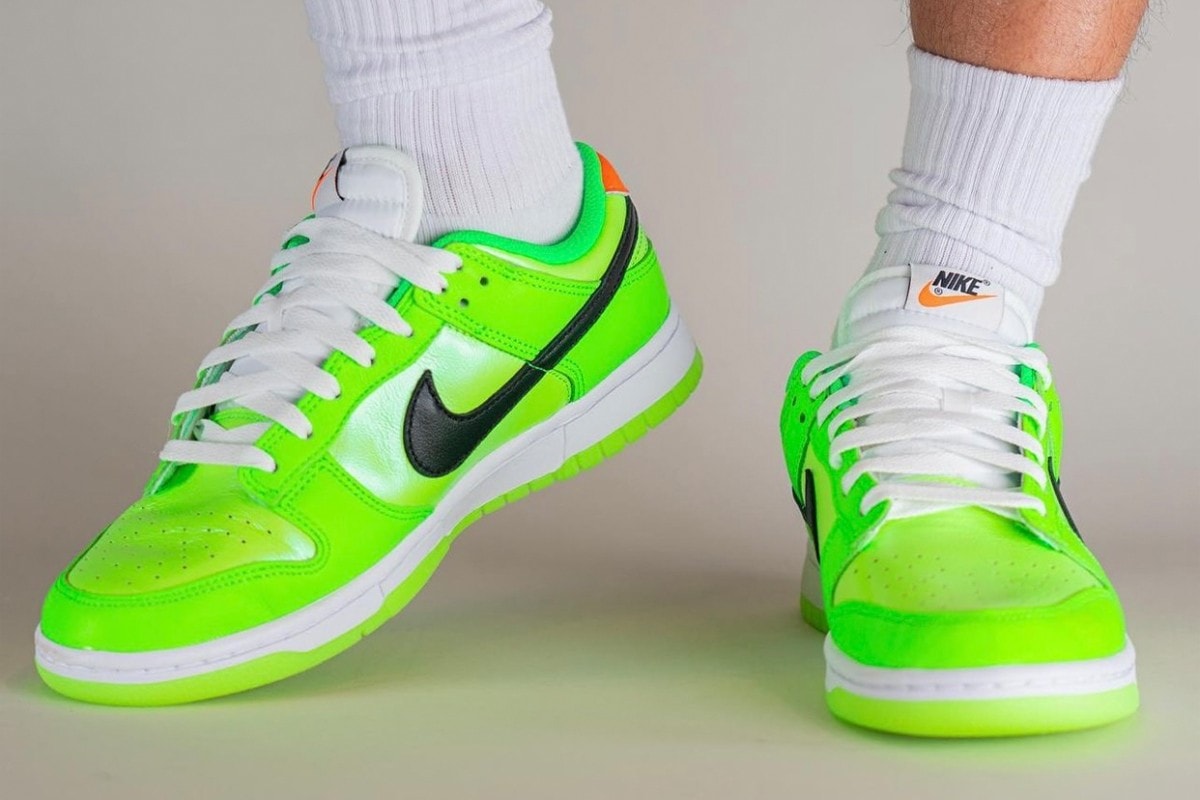 nike dunk low glowing green fluorescent sneaker trainer