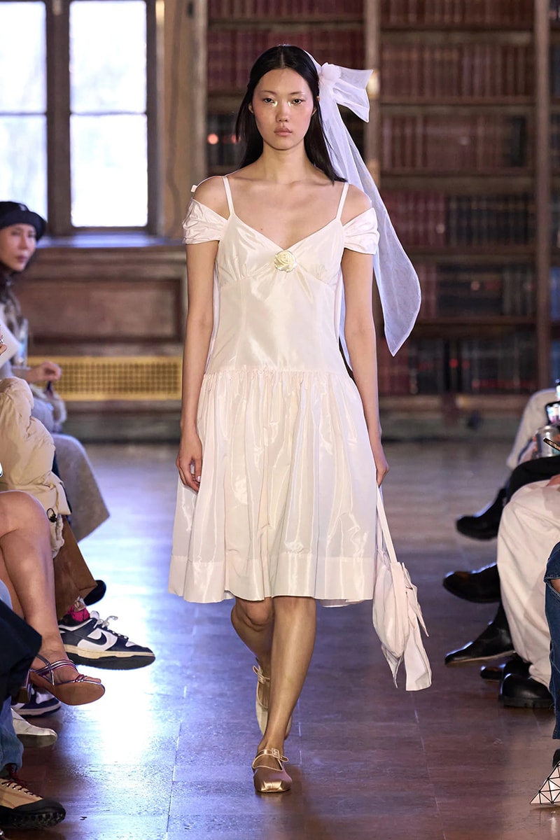 sandy liang fall winter 2023 new york fashion week runway dress balletcore coquette soft goth 