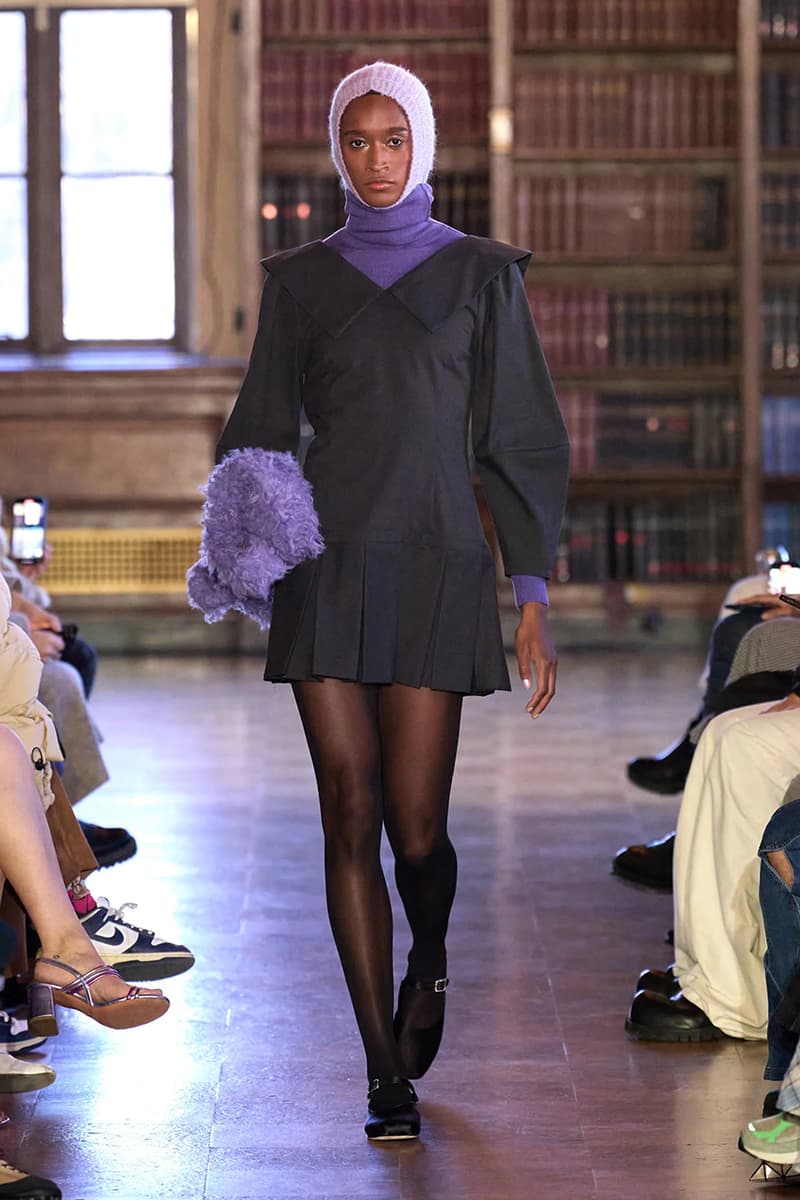 sandy liang fall winter 2023 new york fashion week runway dress balletcore coquette soft goth 