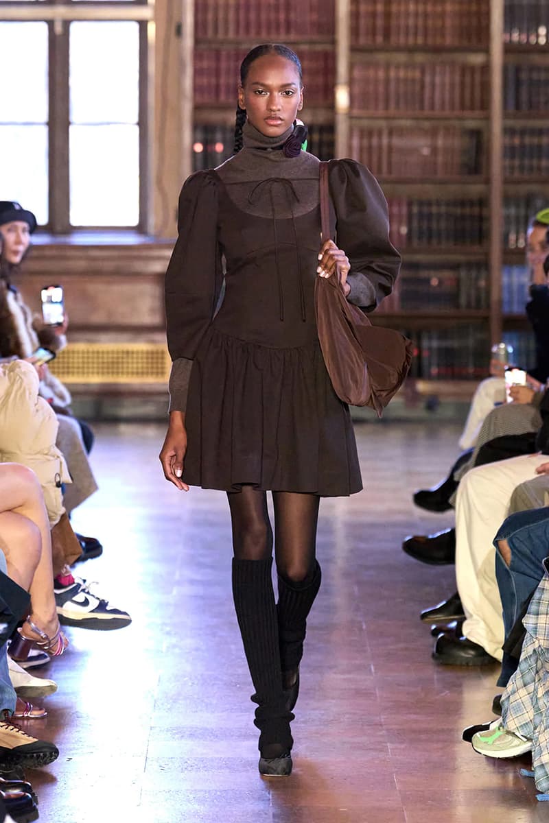 sandy liang fall winter 2023 new york fashion week runway dress balletcore coquette soft goth 