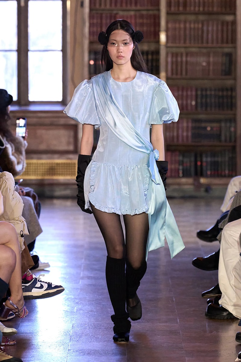 sandy liang fall winter 2023 new york fashion week runway dress balletcore coquette soft goth 