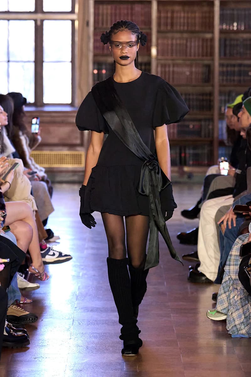 sandy liang fall winter 2023 new york fashion week runway dress balletcore coquette soft goth 