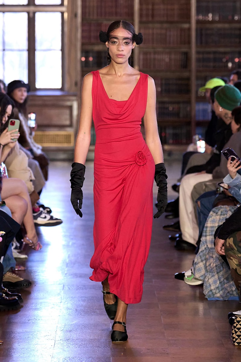 sandy liang fall winter 2023 new york fashion week runway dress balletcore coquette soft goth 