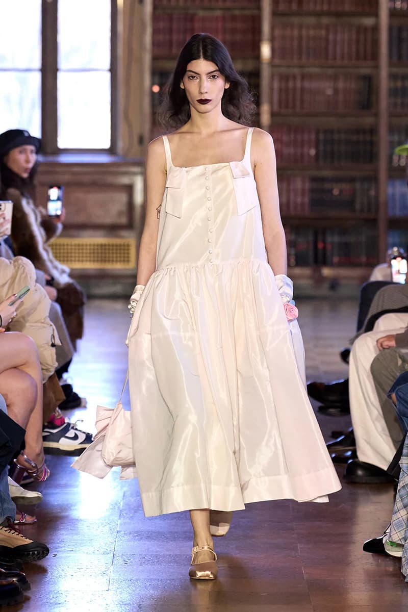 sandy liang fall winter 2023 new york fashion week runway dress balletcore coquette soft goth 