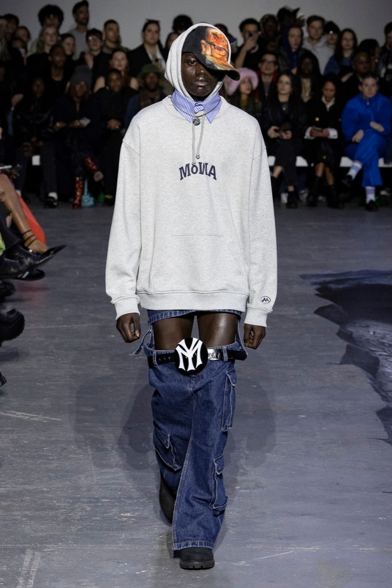 mowalola london fashion week runway hats lights baggy trousers