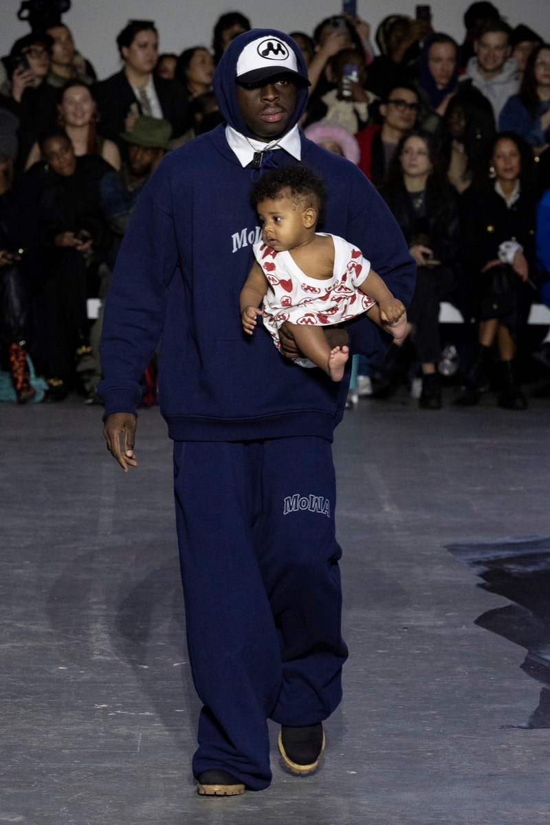 mowalola london fashion week runway hats lights baggy trousers