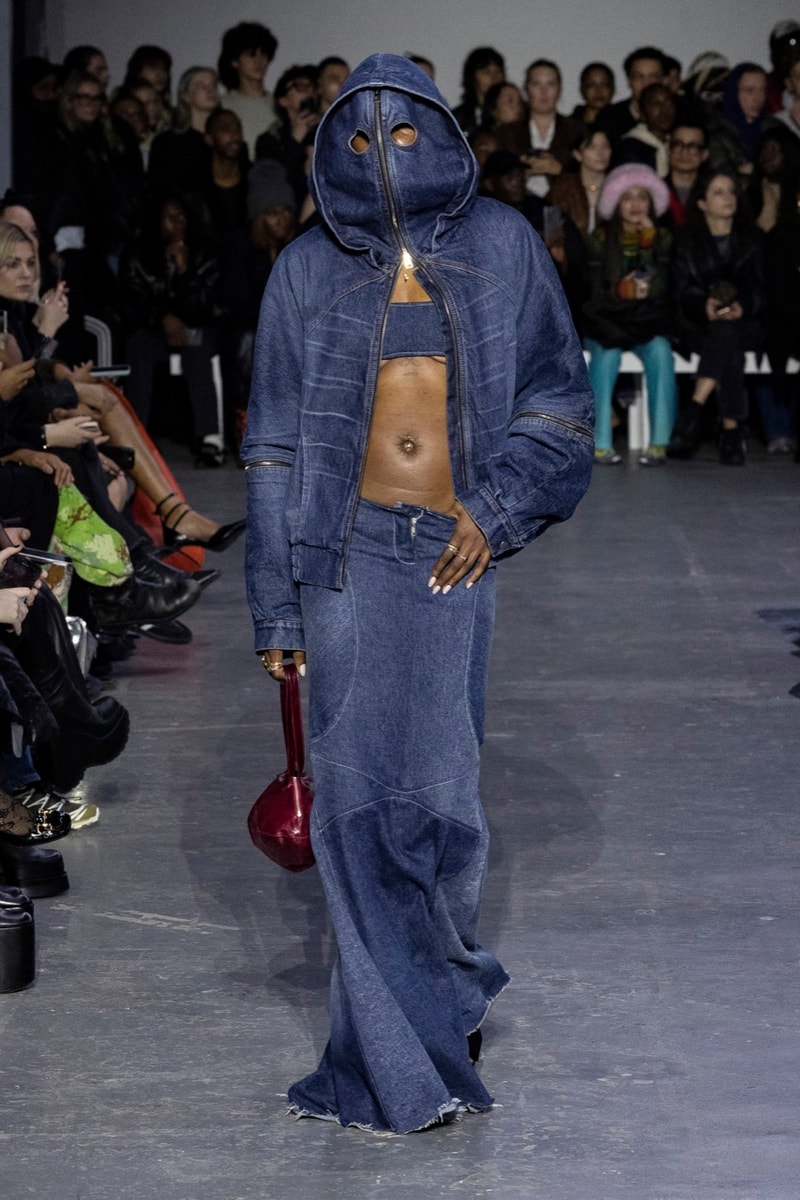 mowalola london fashion week runway hats lights baggy trousers