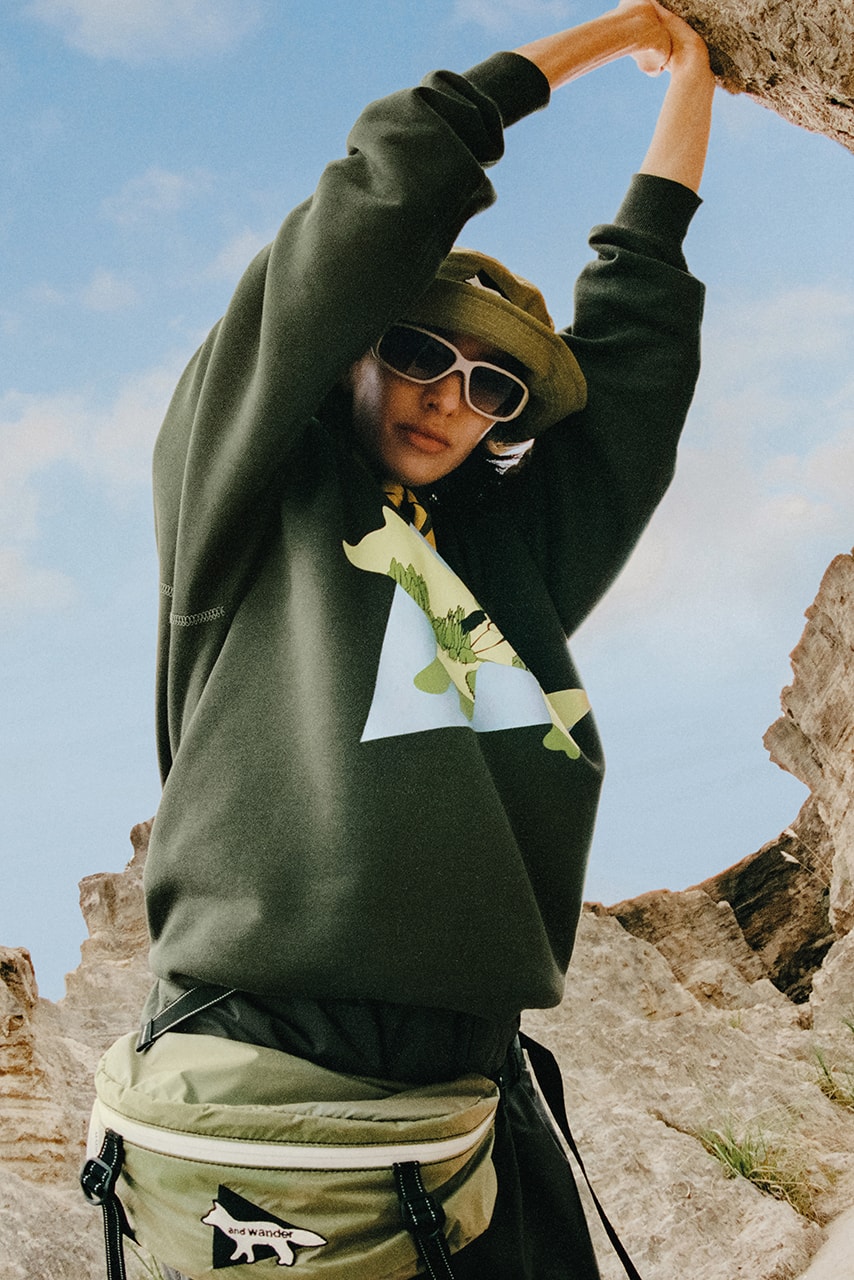 Maison Kitsuné and wander spring summer collaboration activewear campaign imagery 