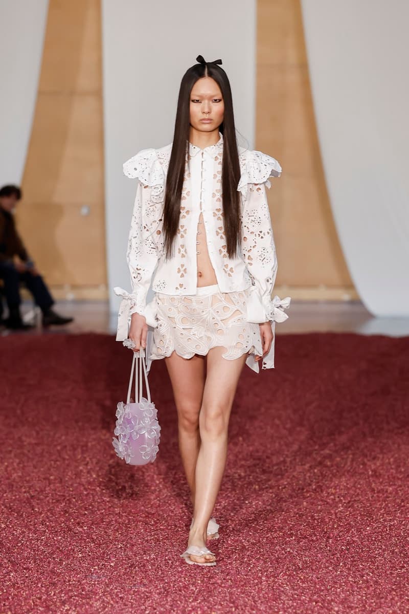 susan fang london fashion week rose petals lace tulle dress