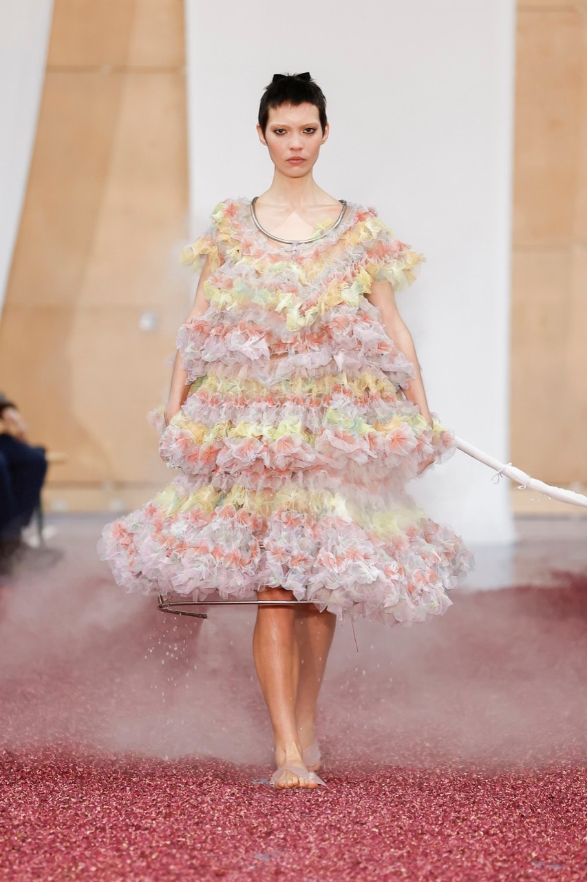 susan fang london fashion week rose petals lace tulle dress
