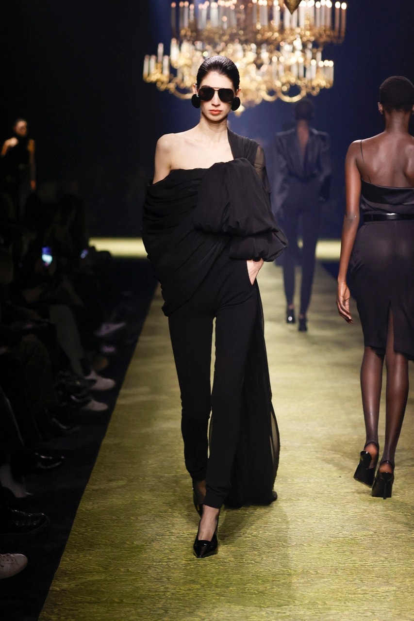 saint laurent paris fashion week runway show clothes chandelier 