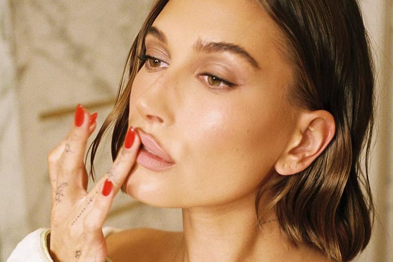 Hailey Bieber Trades in Glazed Donut Nails for TikTok's "Red Nail Theory" Mani