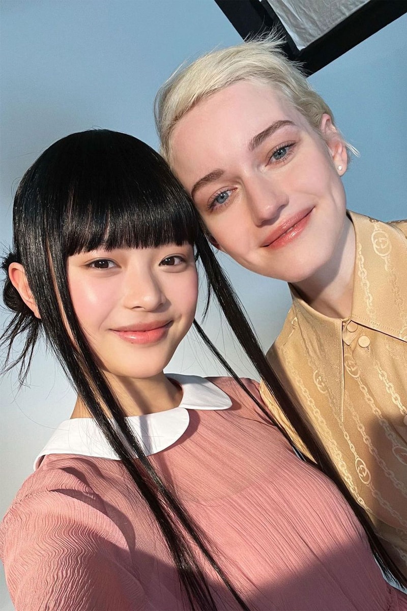NewJeans Hanni Julia Garner Halle Bailey Gucci Campaign BTS Selfies Images