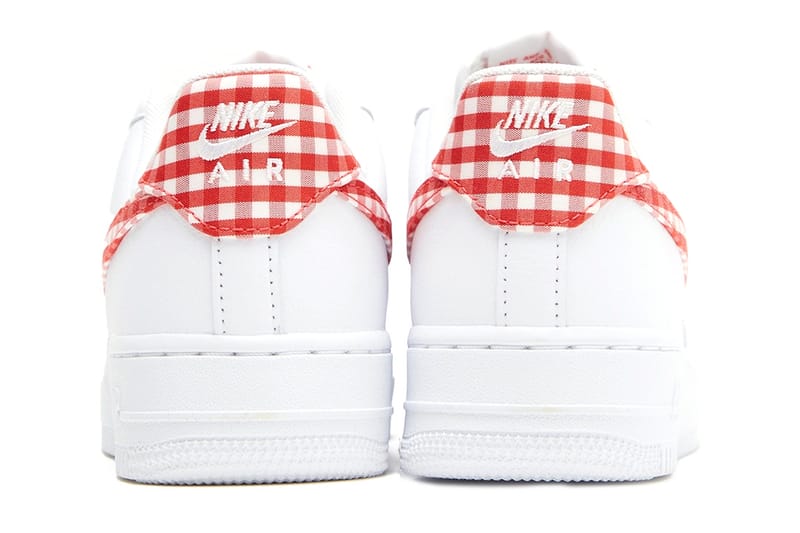 white air force 1 with red and blue check