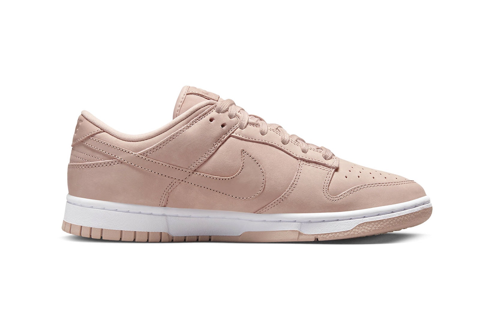 Nike Dunk Low PRM Premium Women's Sneakers Coral Pink Release Images Where to buy Pink Oxford 