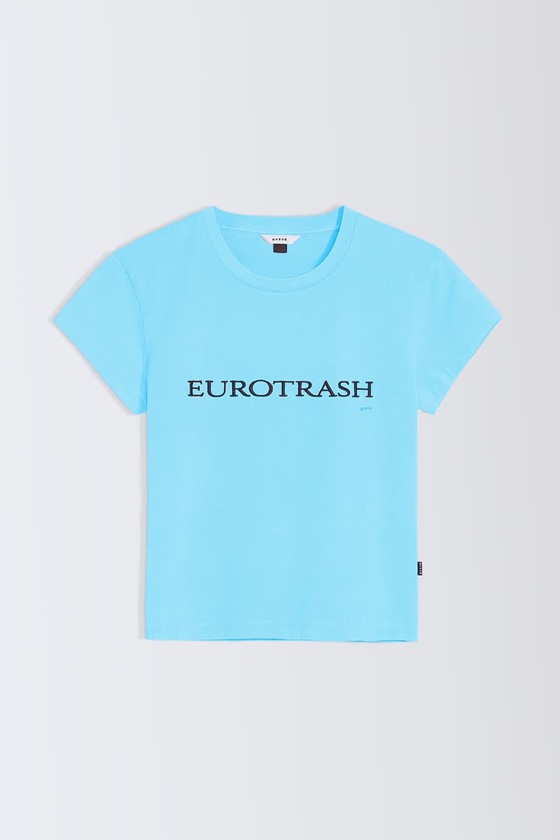 eytys eurotrash baby tshirt cropped pink blue