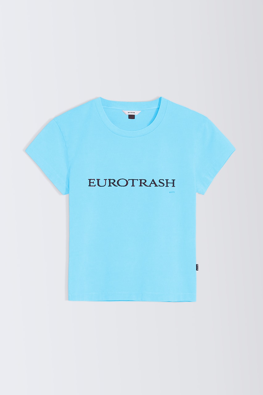 eytys eurotrash baby tshirt cropped pink blue