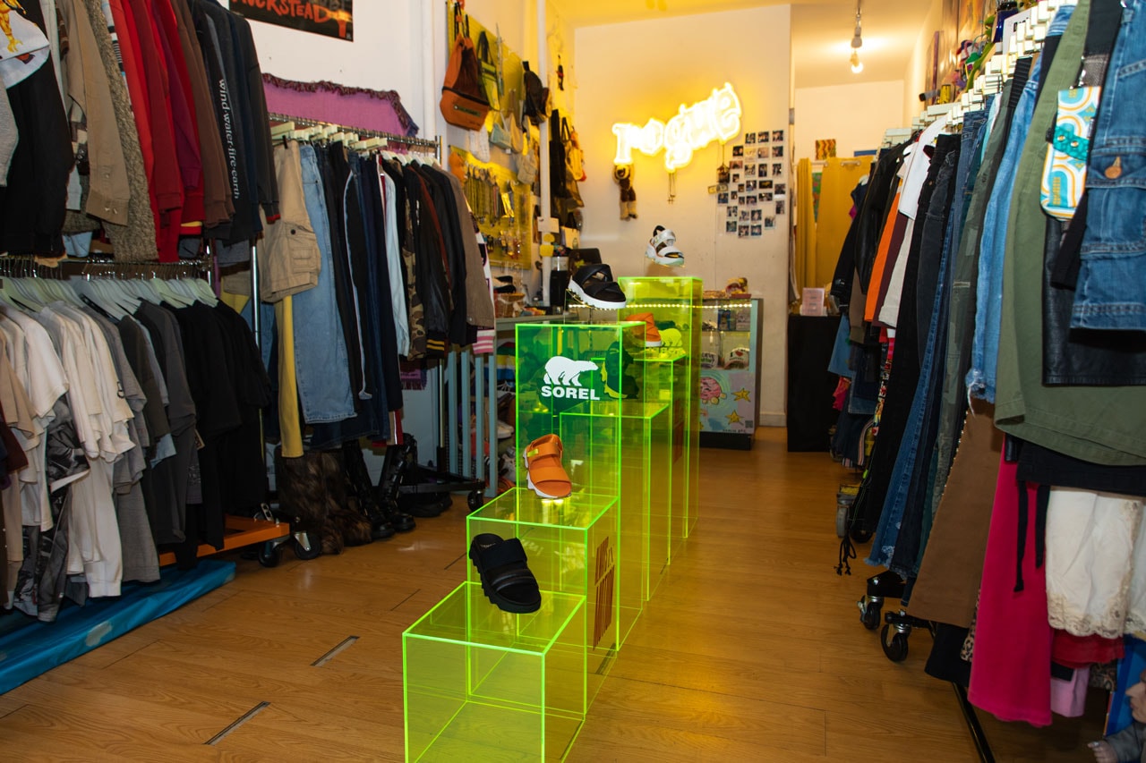 hypebae sorel rogue emma rogue pop up event footwear collection kinetic sandal lower east side vintage store 