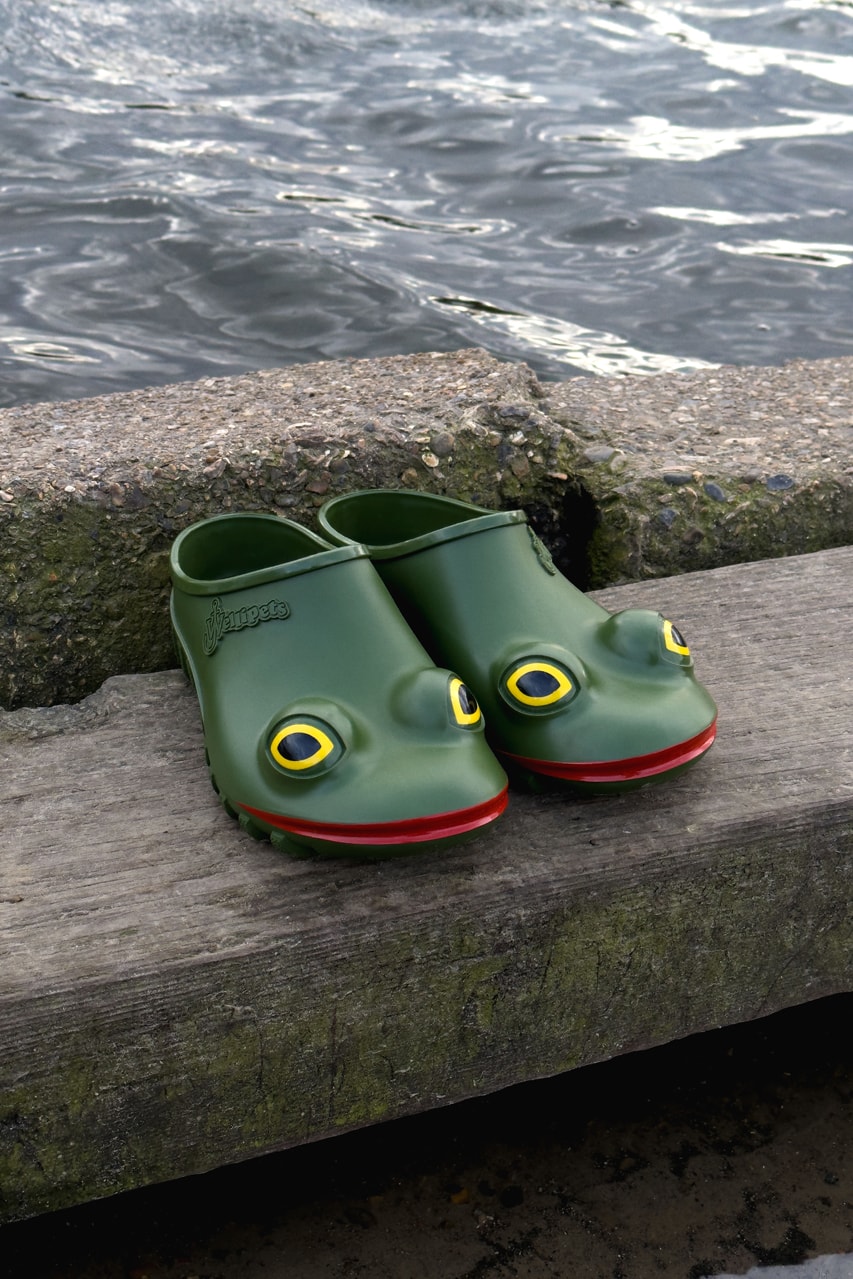 jw anderson wellipets frog clogs yellow green shoes