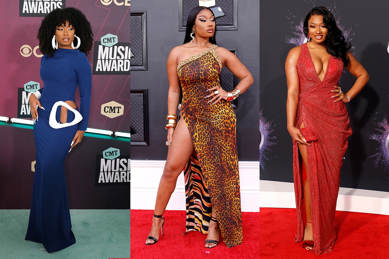 megan thee stallion style evolution best outfits american music awards bet hip hop awards grammys met gala coach 