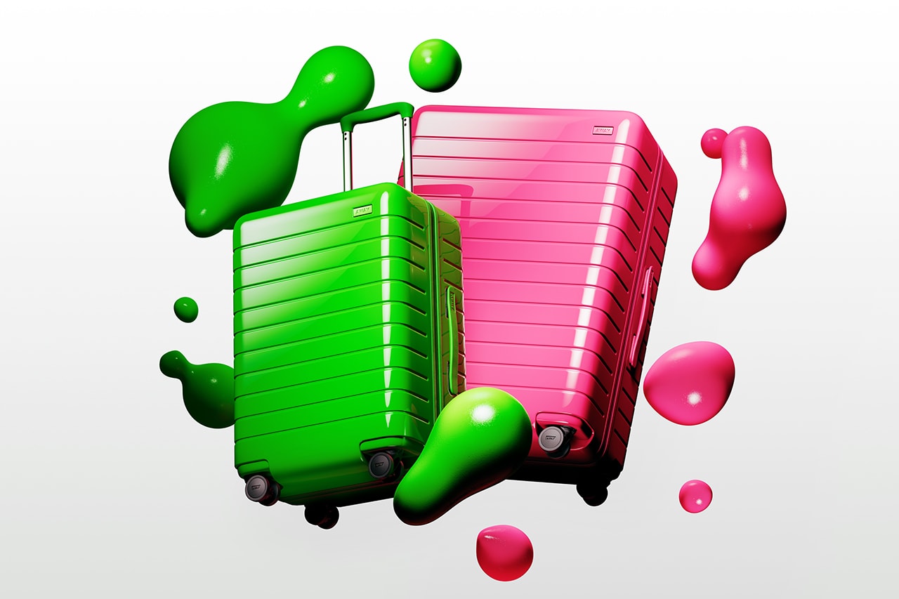 away neon luggage barbie paradise pink kiwi green suitcases cosmetics bag travel essentials 