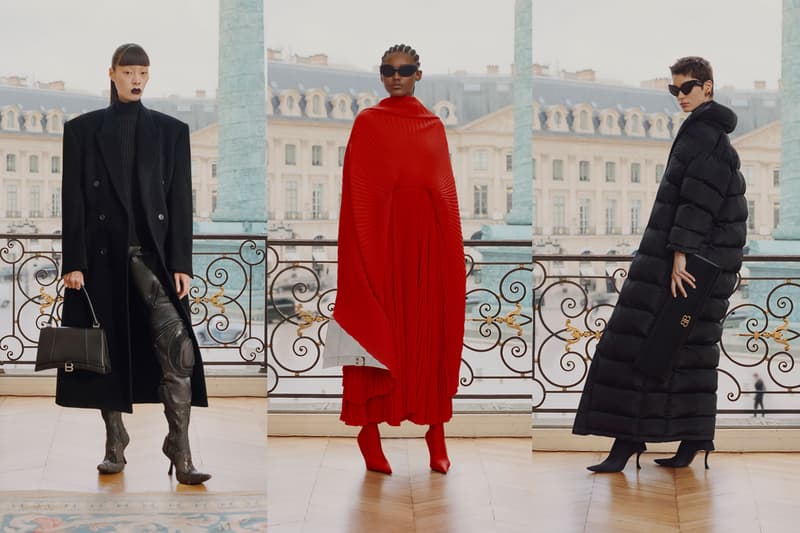 balenciaga runway paris black sunglasses dresses capes