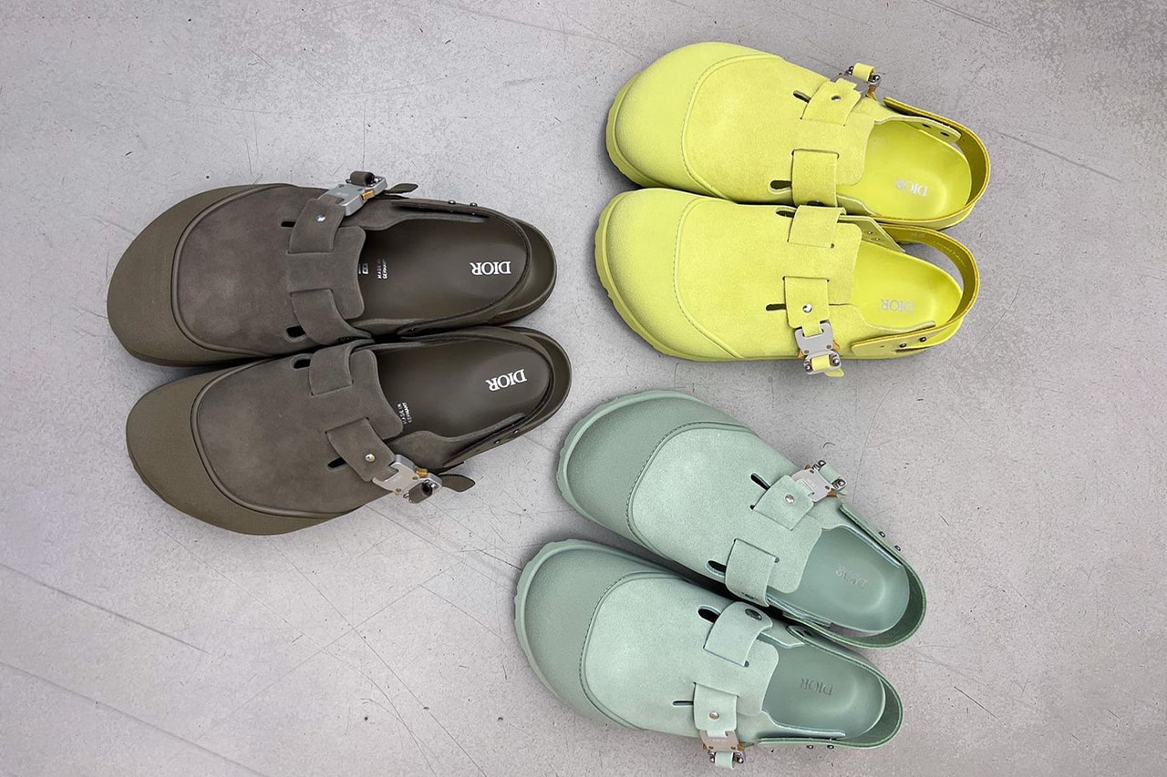 dior birkenstock tokio mules suede slip on shoe yellow mint green grey