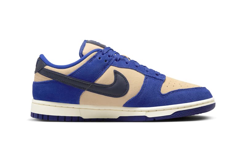 nike blue suede dunk low sneaker trainer beige swoosh