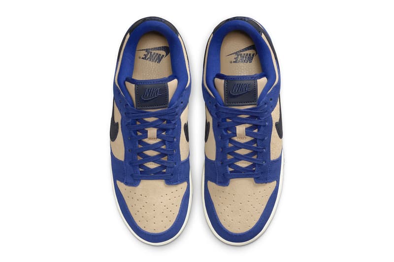 nike blue suede dunk low sneaker trainer beige swoosh