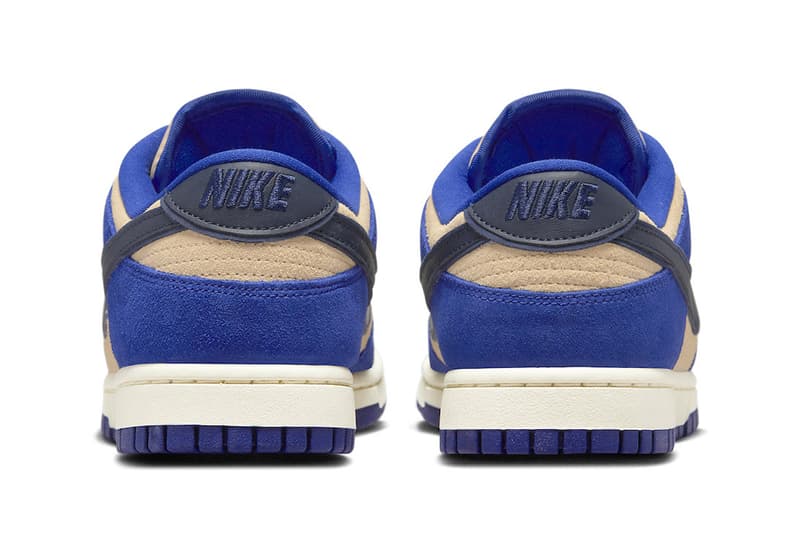 nike blue suede dunk low sneaker trainer beige swoosh