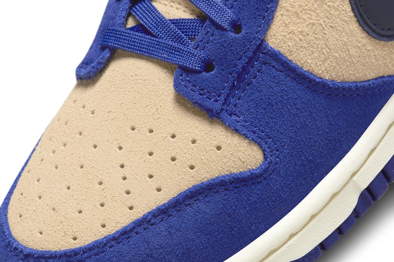 nike blue suede dunk low sneaker trainer beige swoosh