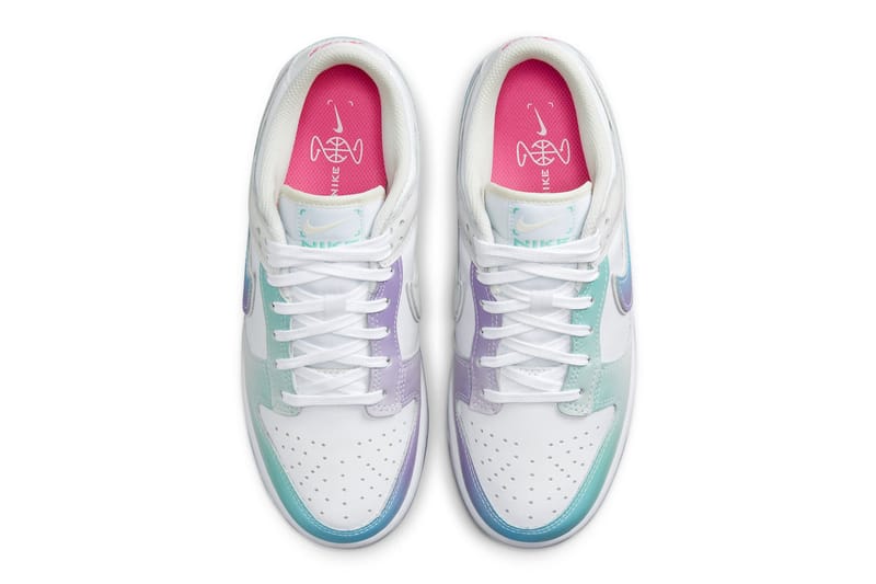 purple and turquoise dunks