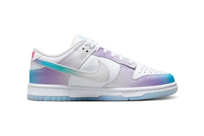 silver and purple nike dunks