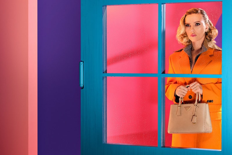 scarlett johansson prada bag campaign color orange pink blue