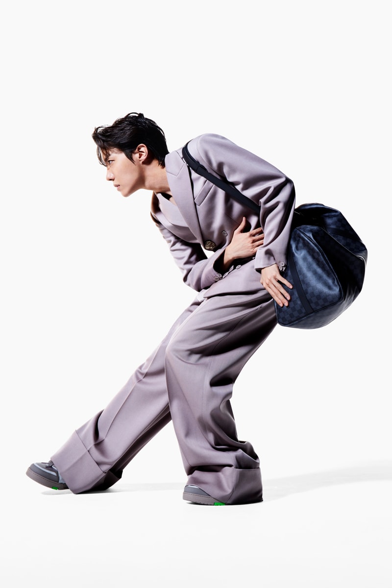 BTS J-Hope Louis Vuitton k-pop stars keepall soft-sided bag suits louis vuitton trainer sneakers