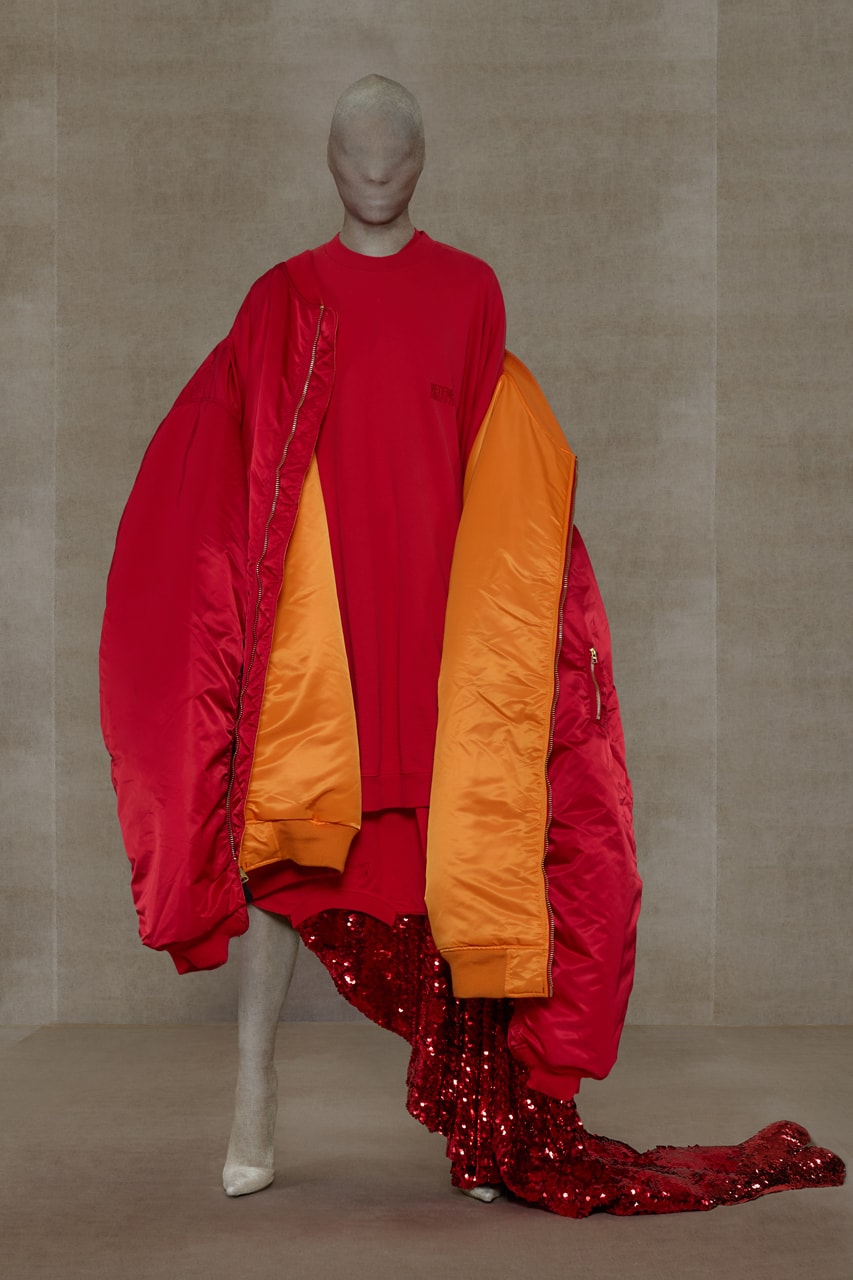 vetements spring summer couture collection evening gowns bomber jackets streetwear