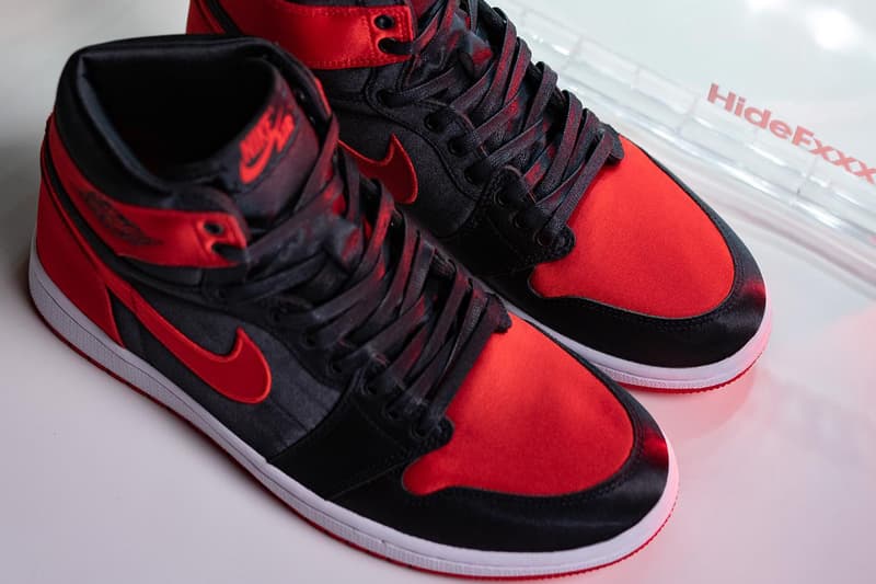 nike air jordan sneaker satin shoe black red