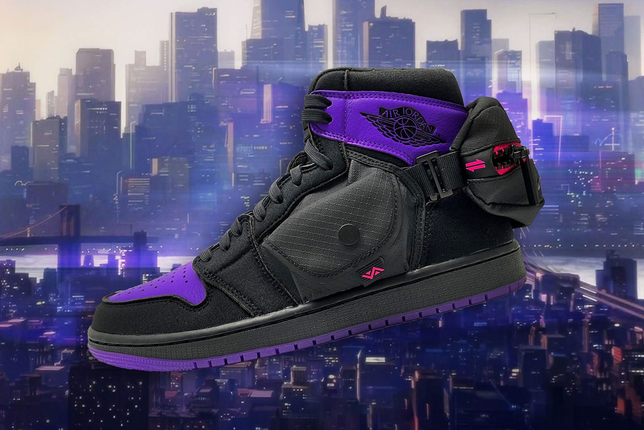 air jordan 1 utility stash spider-man sneakers black purple