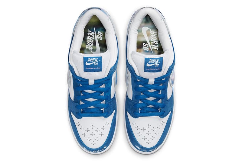 nike sb dunk low blue sneaker silver swoosh 